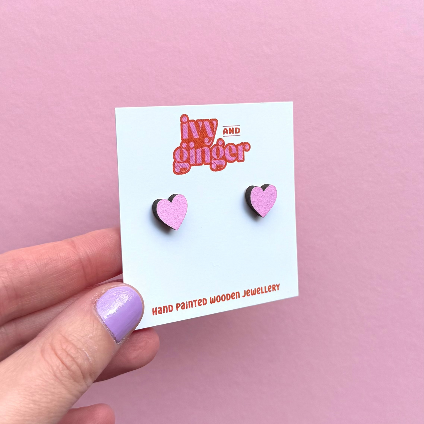Mini pink heart stud earrings