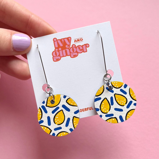 White lemon drop dangle earrings