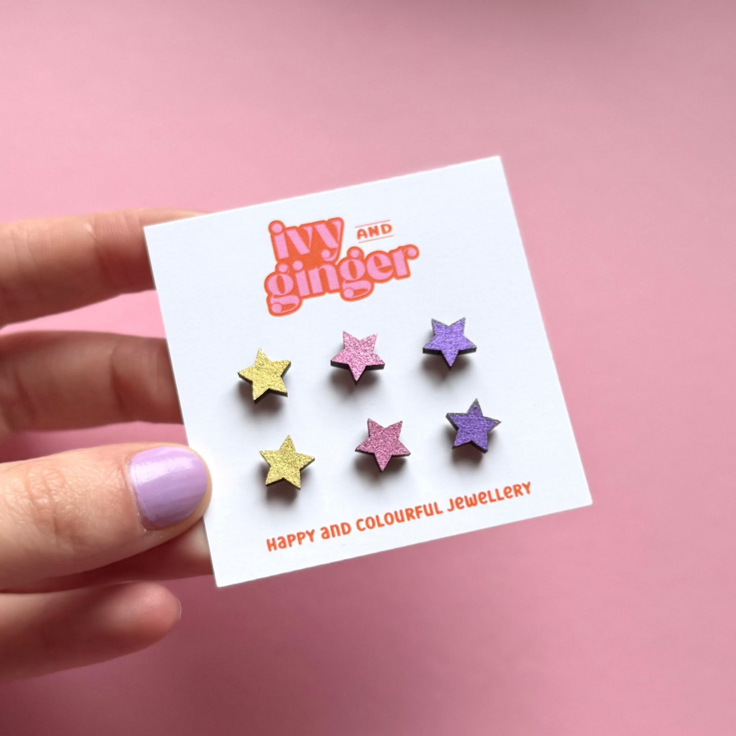 Gold star stud earrings set