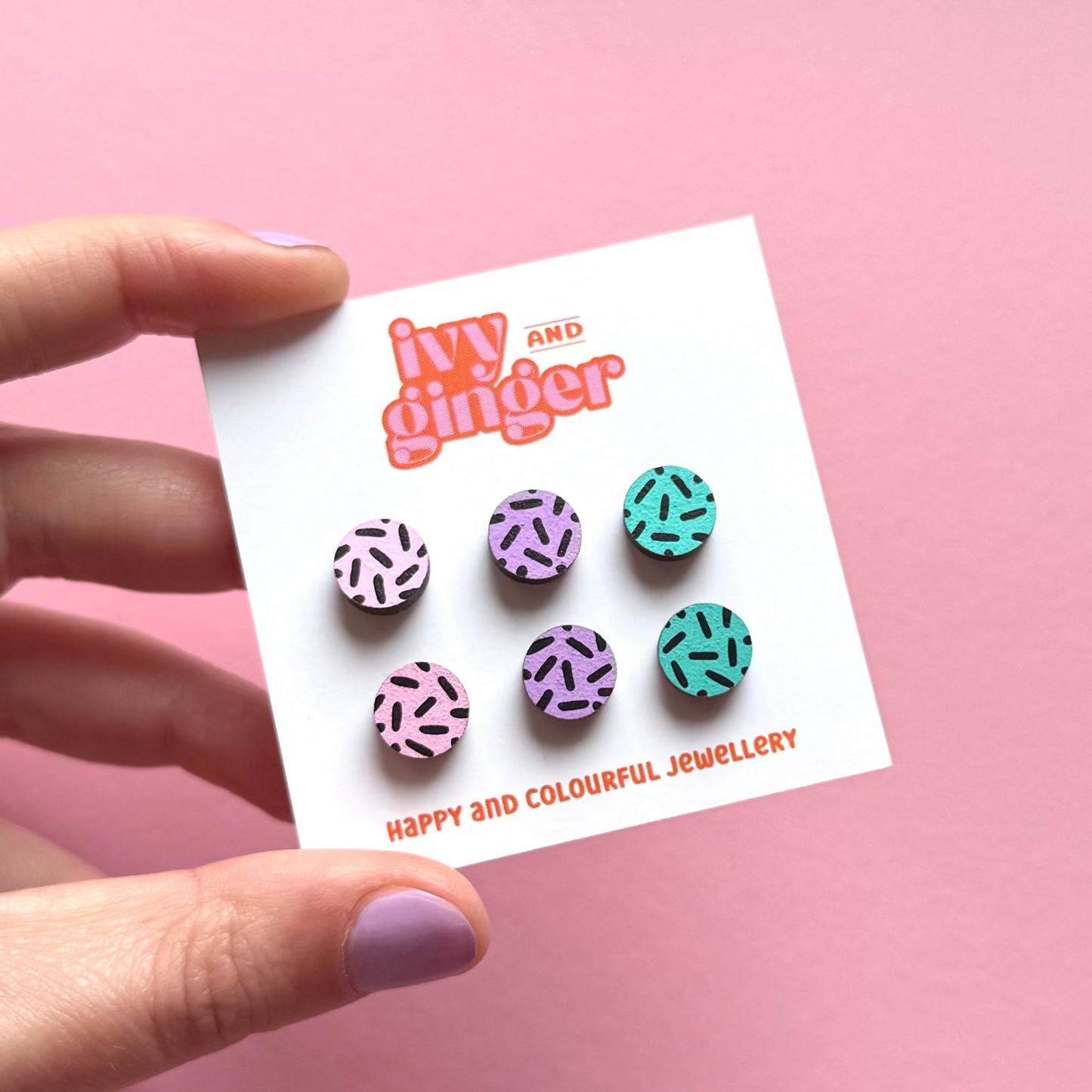 Pastel dash trio mini stud earrings set