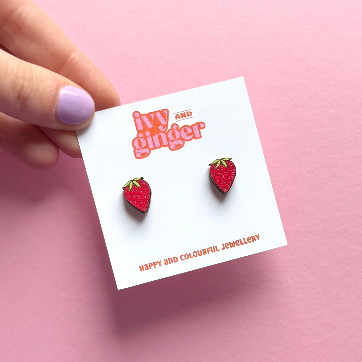Midi strawberry stud earrings