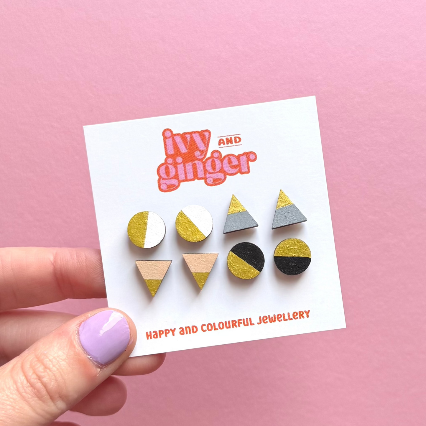Mono gold four piece stud earrings set