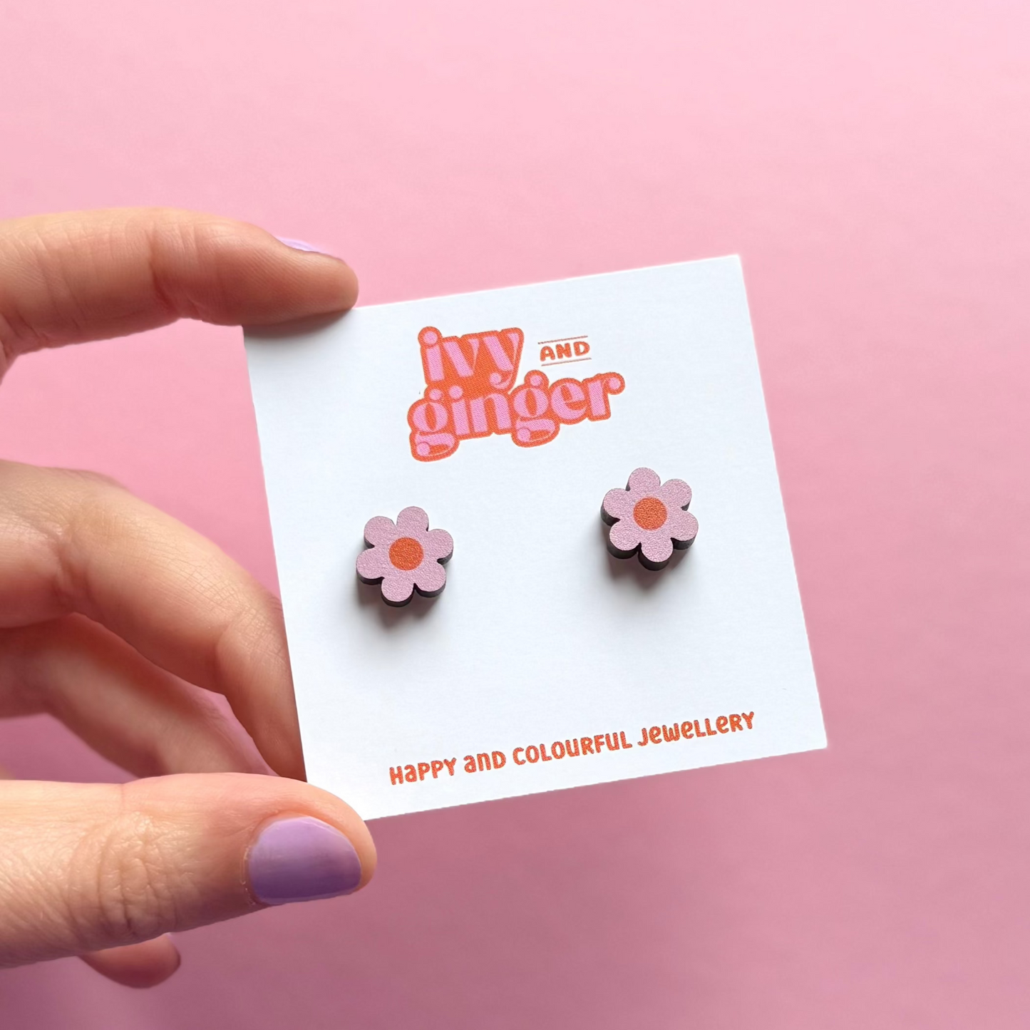 Midi daisy stud earrings in pink