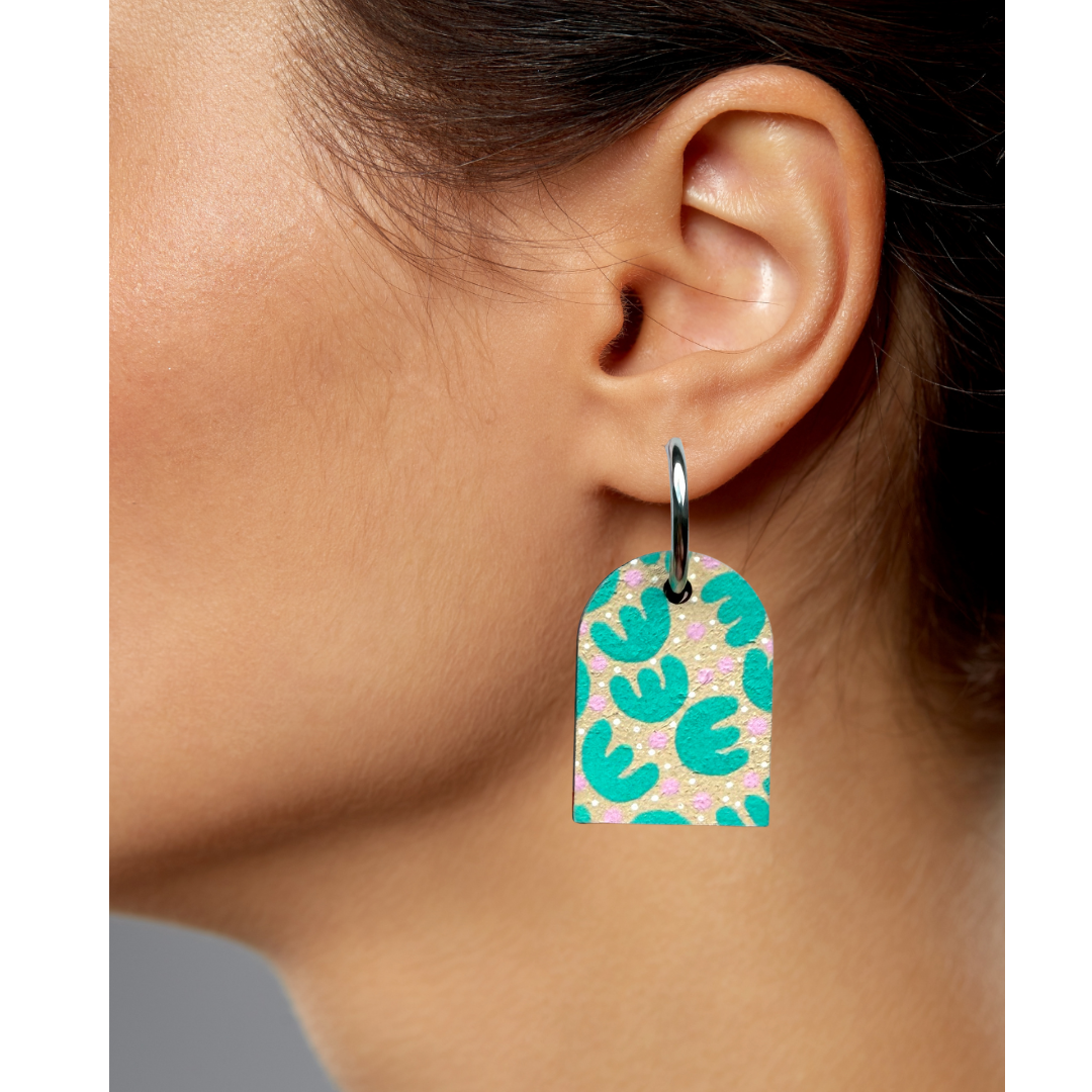 Retro tropic arch dangle hoop earrings