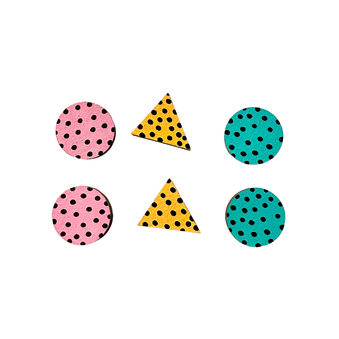 80's retro mini stud earrings set