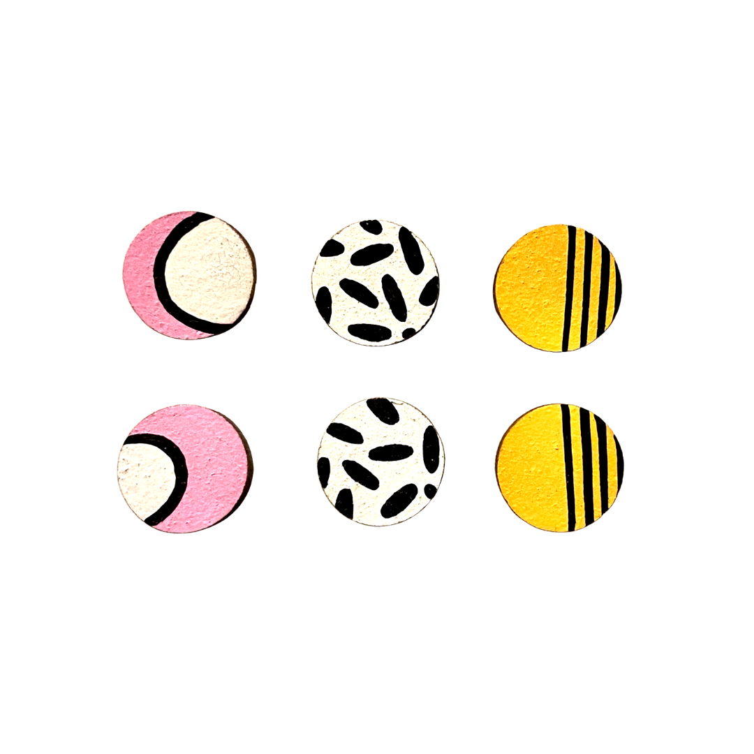 Tropical pink and yellow mini stud earrings set