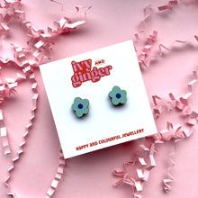 Load image into Gallery viewer, Aqua blue flower studs
