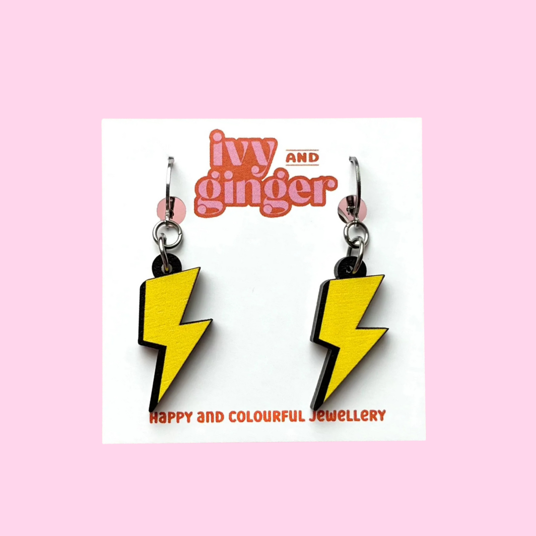 Bolt huggie hoop drop dangle earrings