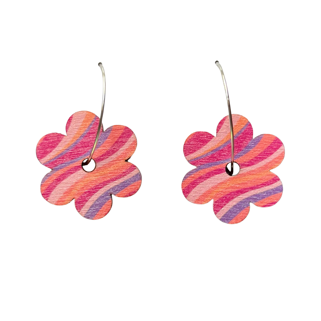 Pink wave print flower hoop