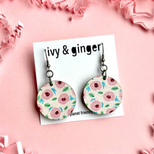 Load image into Gallery viewer, dainty floral hook drop circle earrings
