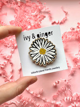 Load image into Gallery viewer, Daisy wooden pin badge
