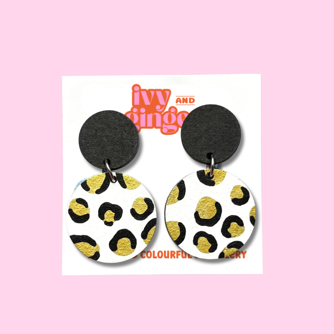 Gold leopard drop dangle statement earrings