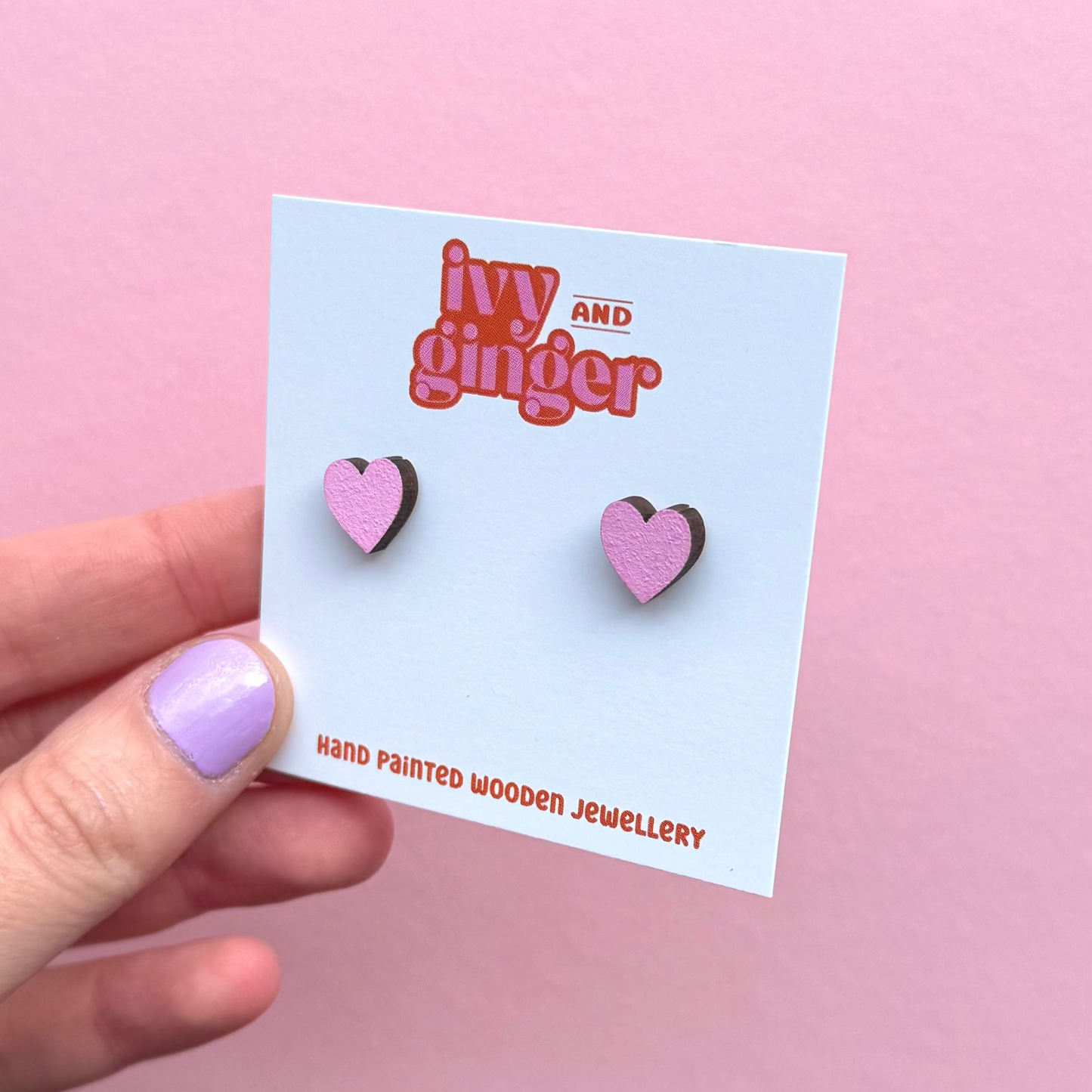 Mini pink heart stud earrings