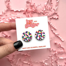 Load image into Gallery viewer, Large circle confetti stud earrings
