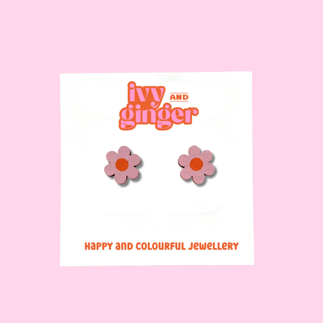 Midi daisy stud earrings in pink