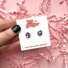Load image into Gallery viewer, Mini circle confetti print stud earrings
