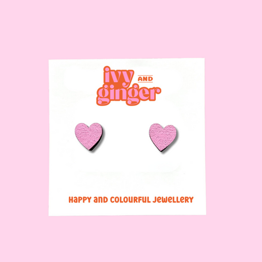 Mini pink heart stud earrings