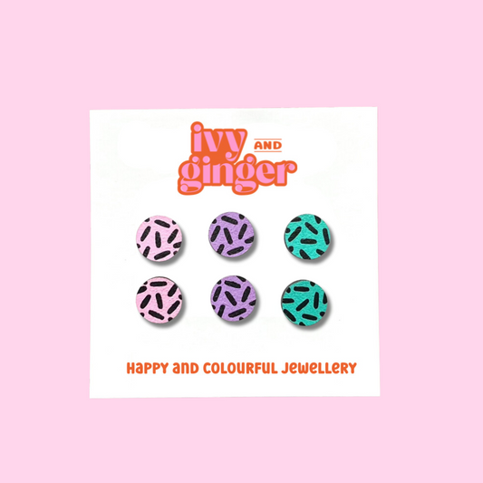 Pastel dash trio mini stud earrings set