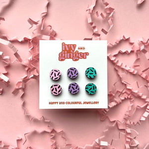 Pastel dash trio mini stud earrings set