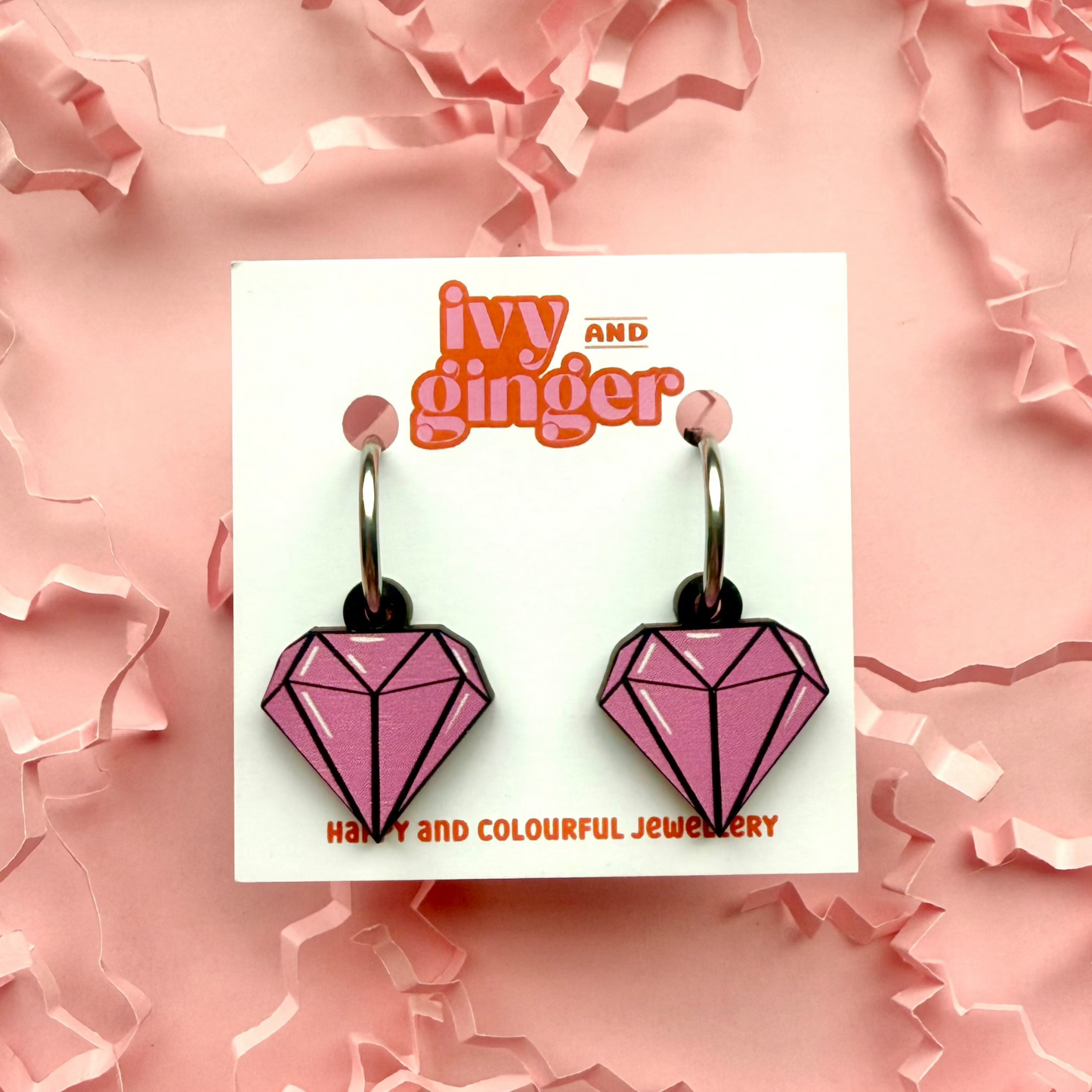 Pink diamond drop dangle earrings