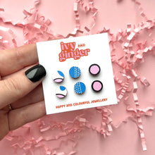 Load image into Gallery viewer, Pink and blue mini stud set
