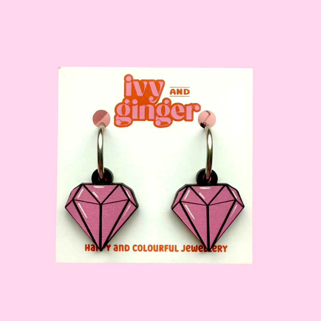 Pink diamond drop dangle earrings