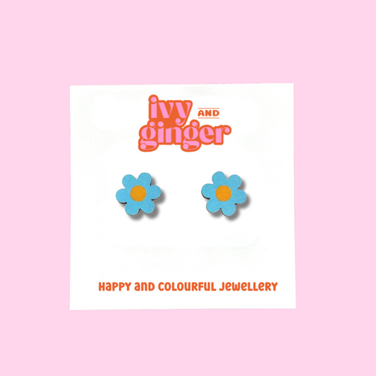 Midi daisy stud earrings in blue