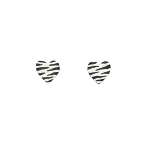 Mini zebra print heart stud earrings