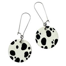 Load image into Gallery viewer, Dalmatian print drop circle earrings
