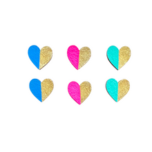 Load image into Gallery viewer, Gold edge bright hearts stud earrings set
