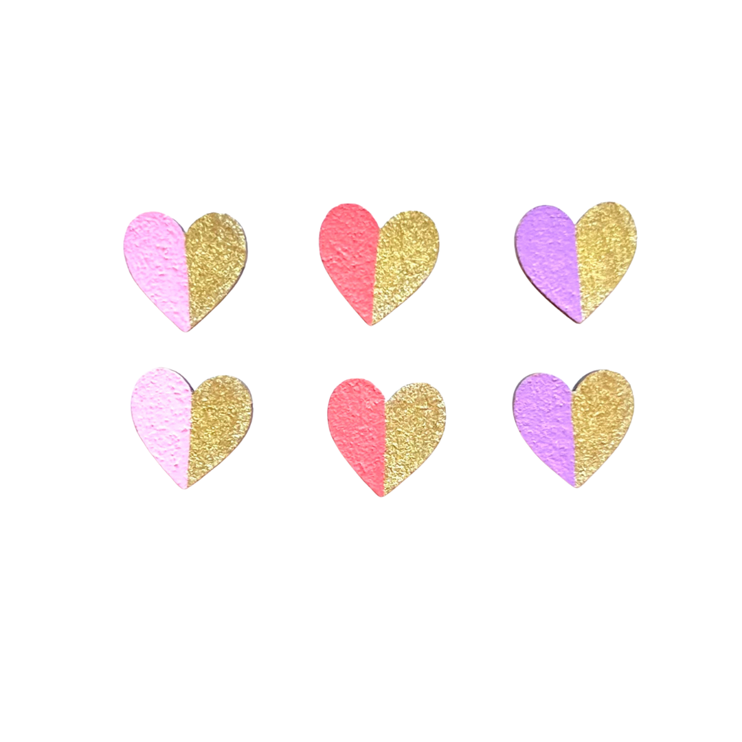 Gold edge heart stud set pinks