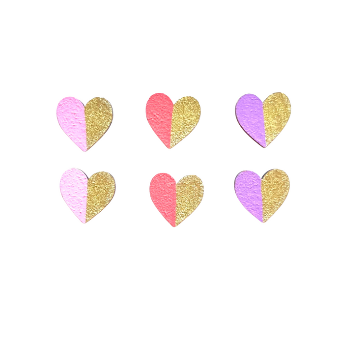 gold edge hearts set pinks