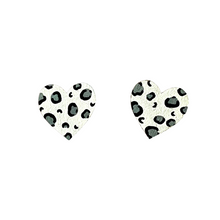 Load image into Gallery viewer, midi leopard print heart studs in white and grey
