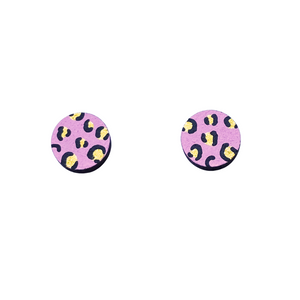 mini leopard print circle studs pink and gold