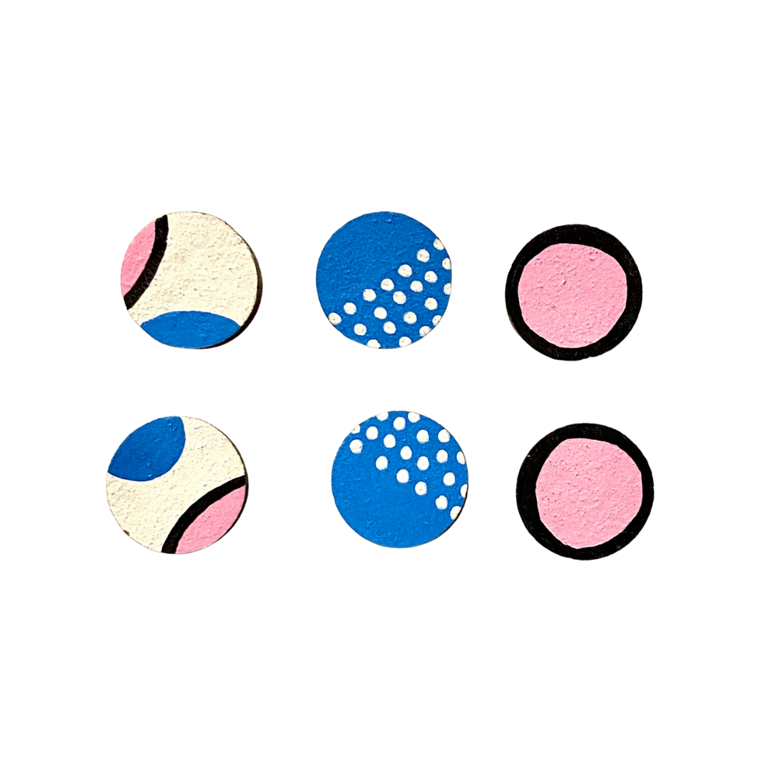 Pink and blue mini stud earrings set