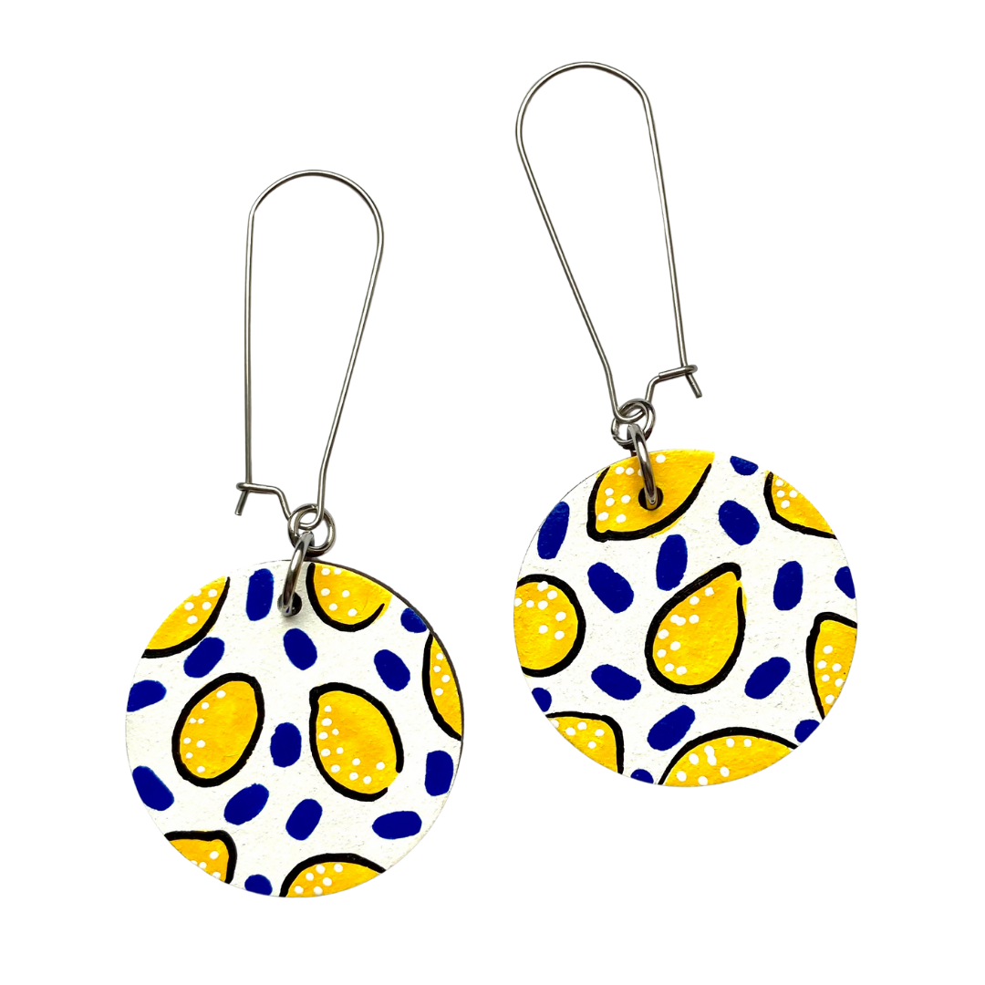 White lemon drop dangle earrings