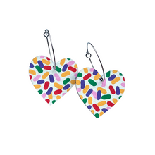 Load image into Gallery viewer, Large confetti heart hoop earrings
