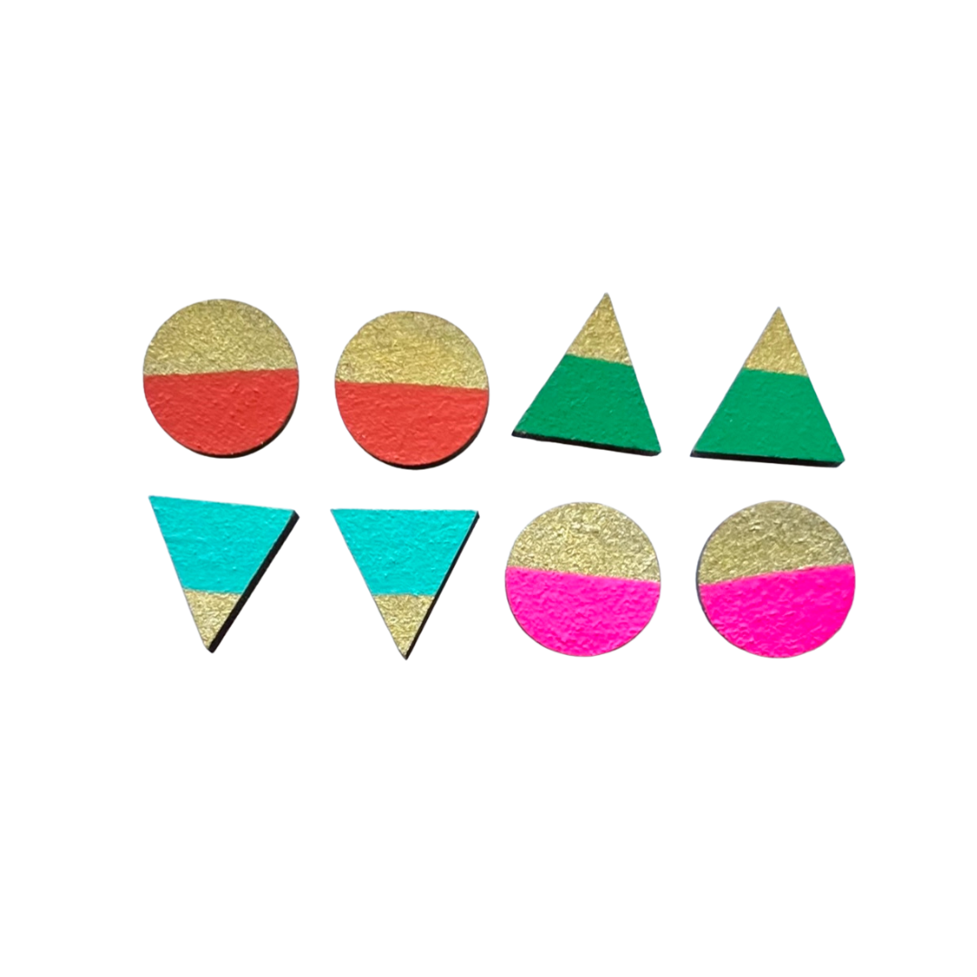 Four piece retro brights gold edge stud set