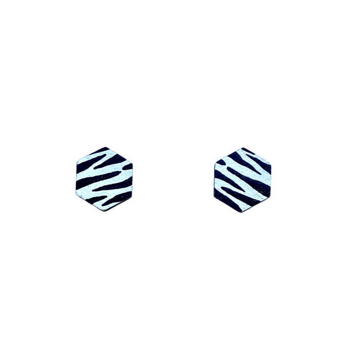 mini hexagon studs zebra print