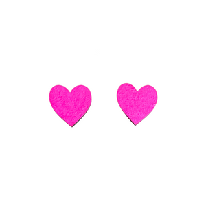 midi neon pink heart studs