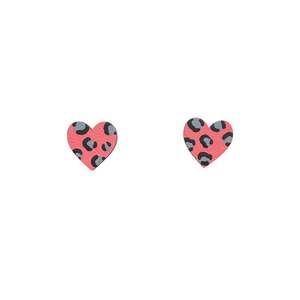 mini leopard print heart pink and grey