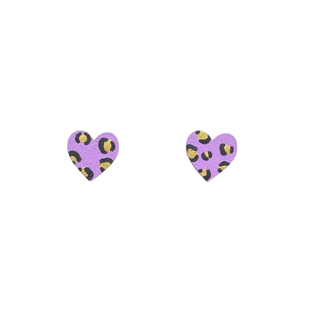 Mini leopard print heart lilac and gold