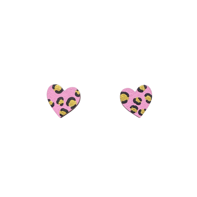 mini leopard print heart pink and gold