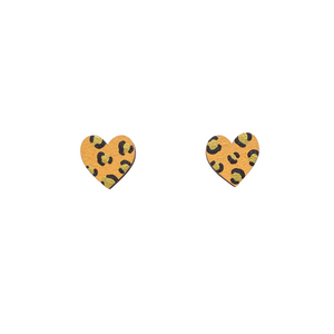 mini leopard print heart yellow and gold
