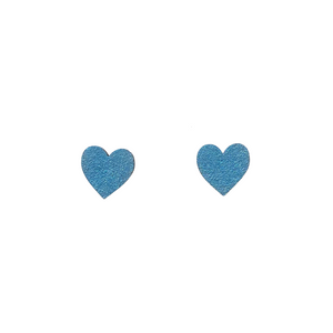 mini metallic blue heart stud
