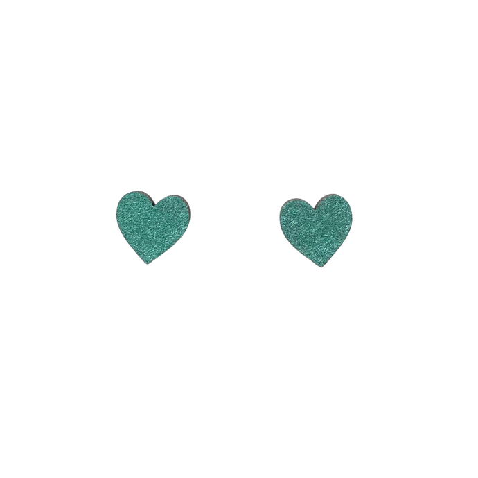 mini metallic green heart stud