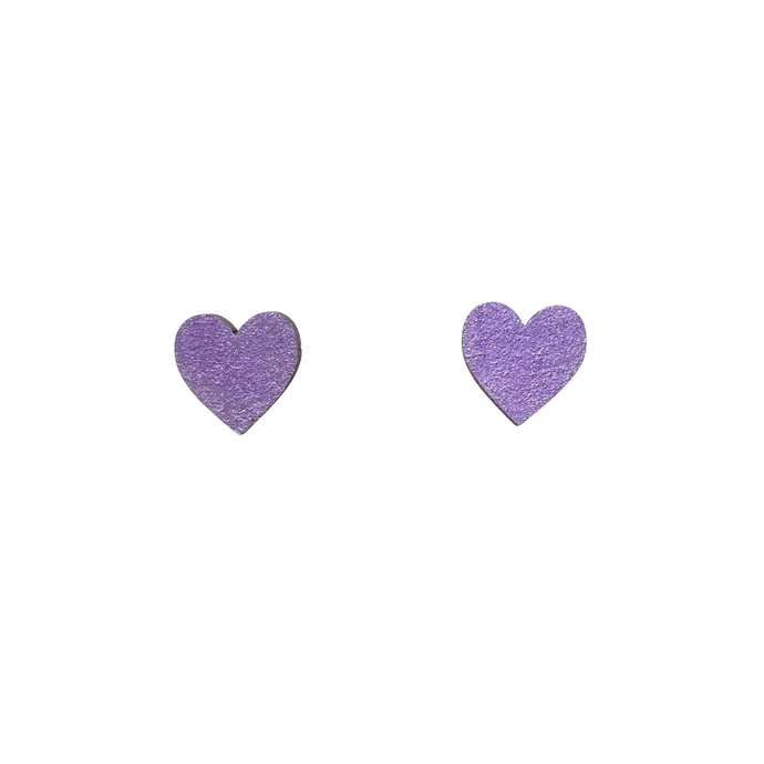 mini metallic purple heart stud