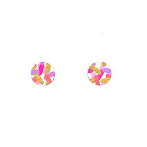 Mini pink circle confetti stud earrings