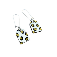Load image into Gallery viewer, white and gold leopard print arch dangle
